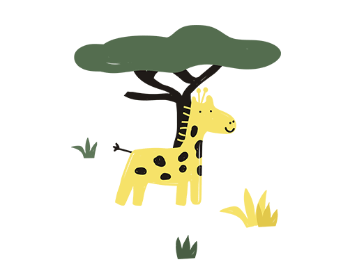 卡通动物图案手绘动物可爱长颈鹿图案儿童印花素材