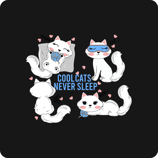 卡通猫图案四只猫儿童印花图案可爱猫印花素材