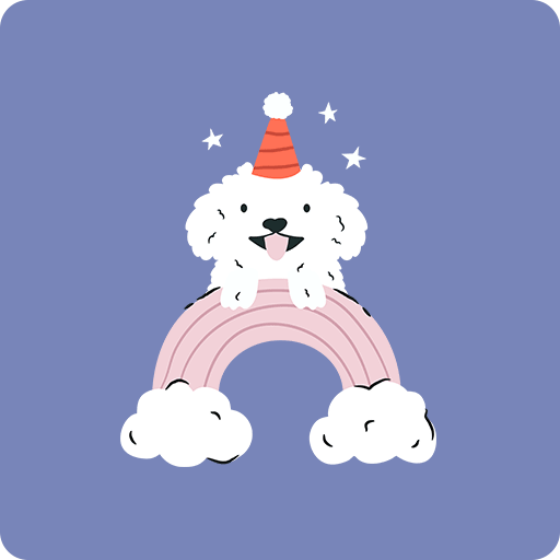 卡通小狗图案彩虹小狗图案儿童印花素材卡通动物头像