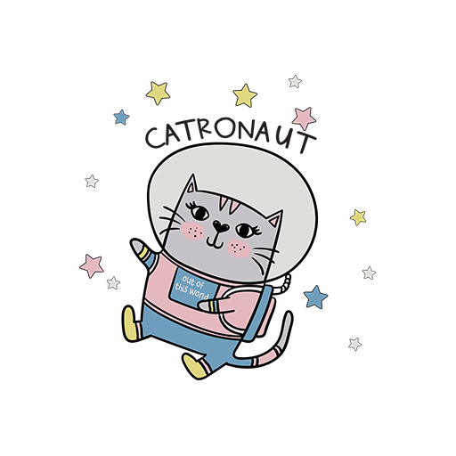 卡通猫咪头像可爱猫宇航员猫图案儿童印花素材