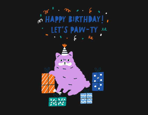 卡通猫咪图案生日猫印花素材可爱卡通动物图案