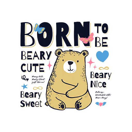 卡通小熊图案卡通英文字母手绘小熊图案儿童印花素材