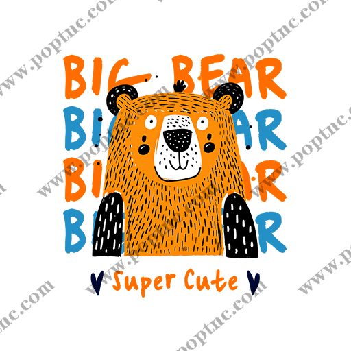 彩色英文字母图案手绘熊头图案儿童印花素材