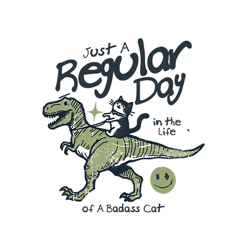 卡通骑恐龙的猫咪图案手写英文字母图案儿童印花素材