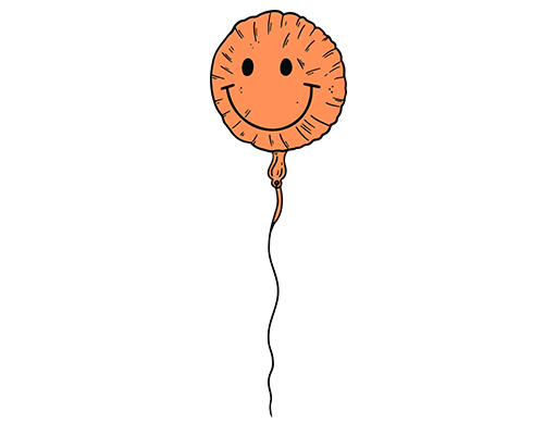 卡通气球图案手绘气球微笑气球印花素材卡通玩具图案