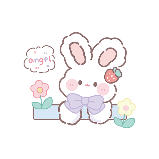 卡通兔子头像手绘兔子儿童印花素材卡通花朵图案
