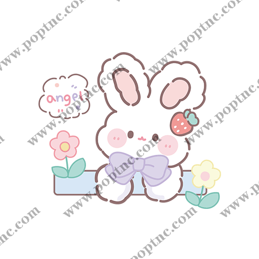 卡通兔子头像手绘兔子儿童印花素材卡通花朵图案