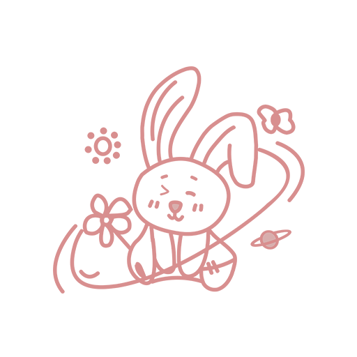 卡通兔子图案守护兔子简笔线条儿童印花素材卡通动物