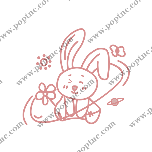 卡通兔子图案守护兔子简笔线条儿童印花素材卡通动物
