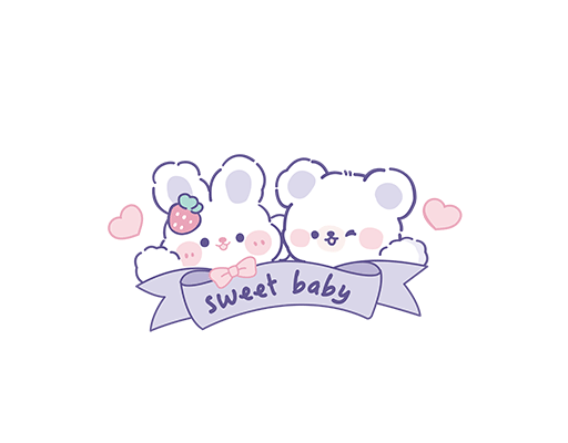 卡通小熊头像和兔子头像儿童印花素材简笔卡通图案