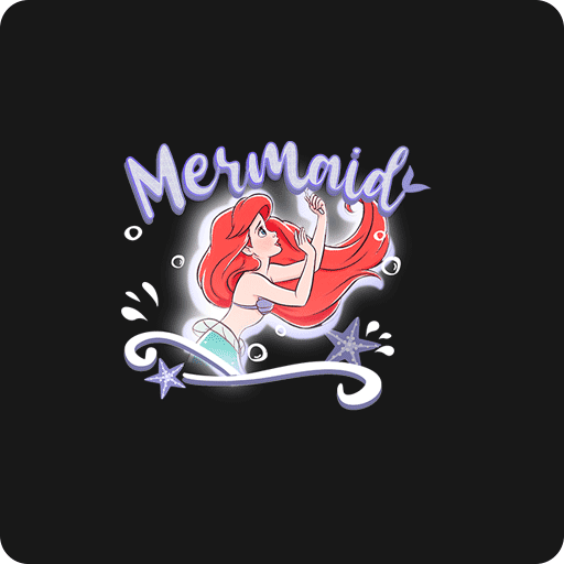 卡通女孩头像手写英文字母图案美人鱼图案儿童印花素材