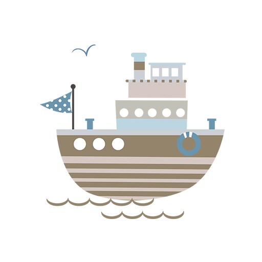 卡通船图案儿童印花素材简笔卡通船