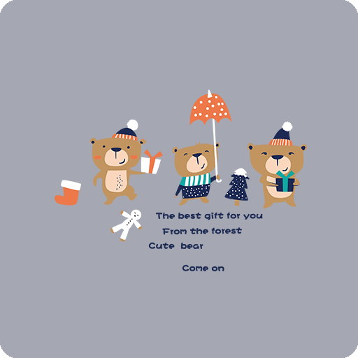 卡通小熊图案手绘小熊儿童印花素材卡通动物图案