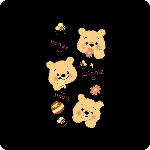 卡通小熊头像手绘小熊头像维尼熊图案儿童印花素材卡通英文字母