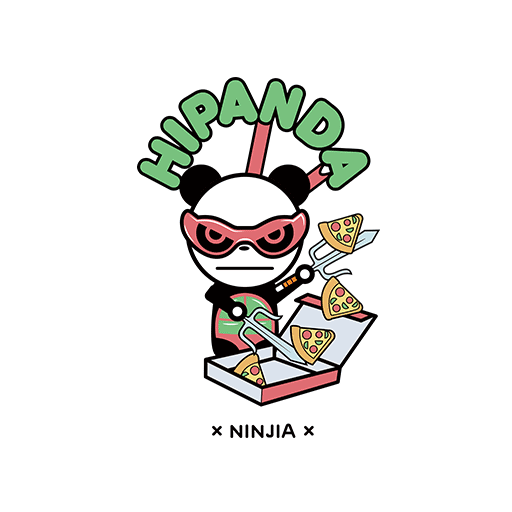 卡通熊猫图案手绘卡通动物披萨熊猫印花素材儿童印花素材