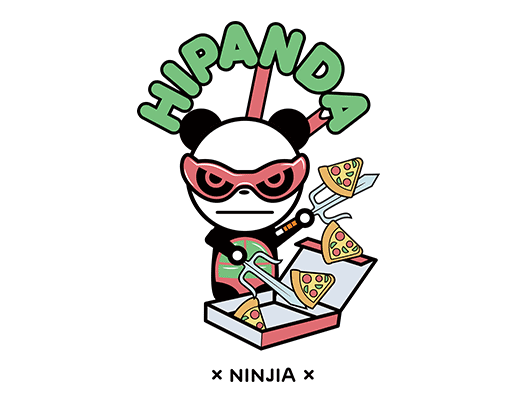 卡通熊猫图案手绘卡通动物披萨熊猫印花素材儿童印花素材