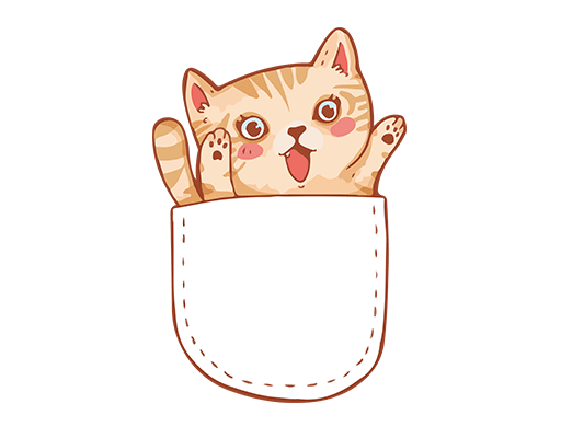 卡通猫咪口袋猫图案儿童印花素材手绘猫