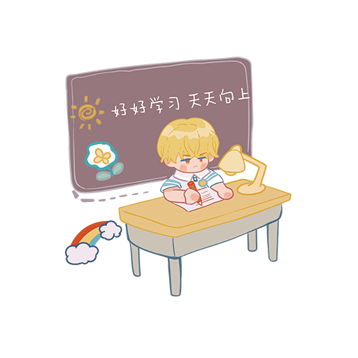 卡通小人图案卡通男孩写作业的男孩儿童印花素材