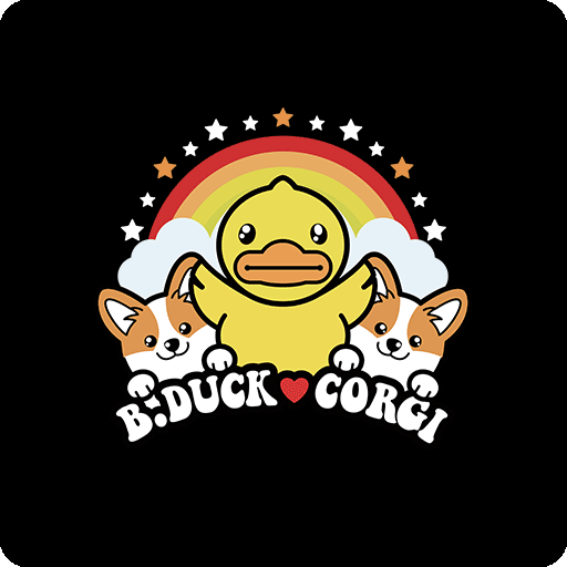 卡通鸭子图案手绘鸭子卡通小狗图案儿童印花素材