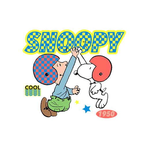 卡通英文字母图案棋盘格图案SNOOPY史努比卡通图案击掌儿童印花素材