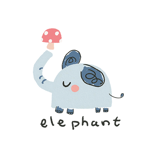 卡通大象图案手写英文字母图案