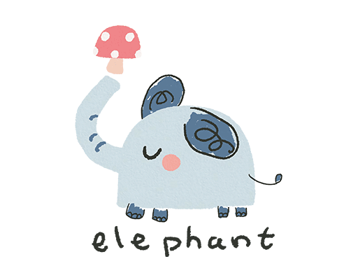 卡通大象图案手写英文字母图案