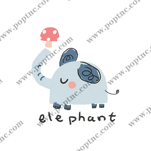 卡通大象图案手写英文字母图案