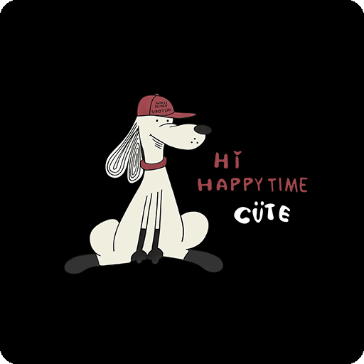 卡通小狗手绘戴帽子狗印花图案