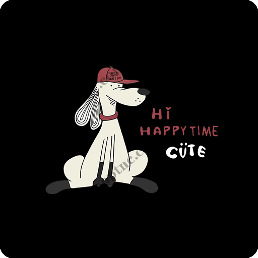 卡通小狗手绘戴帽子狗印花图案