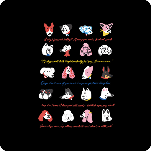 卡通动物图案卡通小狗头像手写英文字母图案