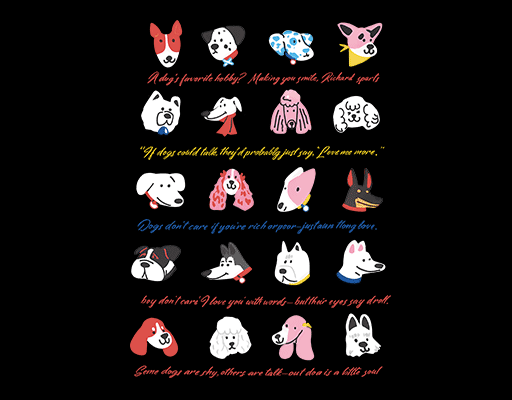 卡通动物图案卡通小狗头像手写英文字母图案