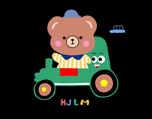 卡通熊图案手绘卡通动物汽车小熊图案