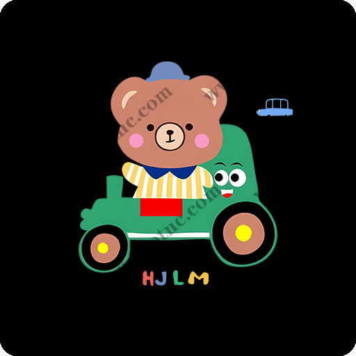 卡通熊图案手绘卡通动物汽车小熊图案