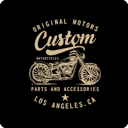 卡通摩托车图案复古摩托车手写英文字母图案