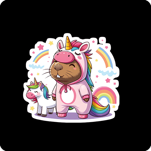 卡皮巴拉图案彩虹图案独角兽图案卡通动物图案