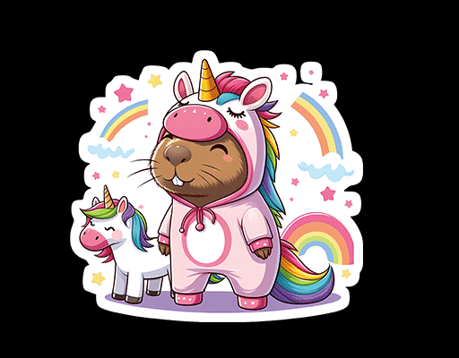 卡皮巴拉图案彩虹图案独角兽图案卡通动物图案