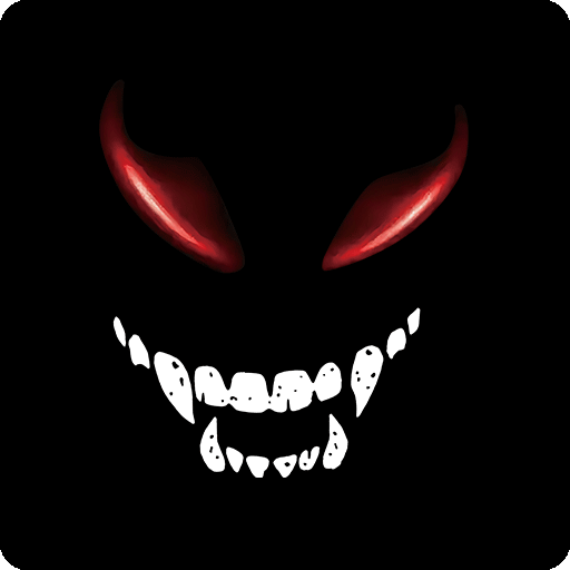 卡通怪物头像牙齿眼睛图案