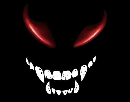 卡通怪物头像牙齿眼睛图案