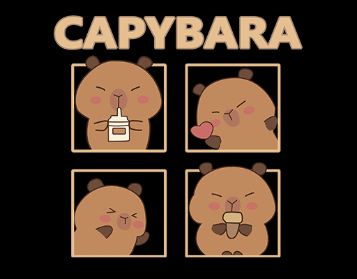 卡通英文字母图案卡皮巴拉图案可爱卡通动物