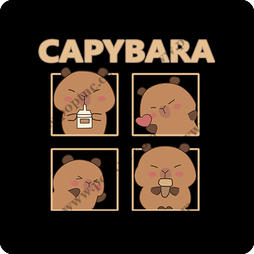 卡通英文字母图案卡皮巴拉图案可爱卡通动物