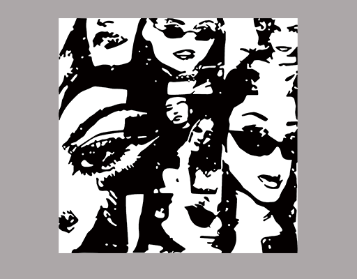 卡通人物剪影图案女人头像破碎人物头像戴墨镜的女孩头像