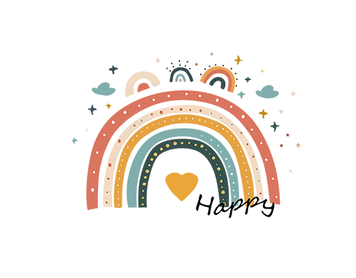 卡通彩虹图案简约彩虹印花素材