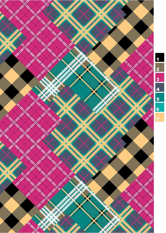 多色格纹拼接面料印花素材,适用于服装印花设计与数码印染