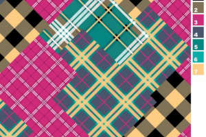 多色格纹拼接面料印花素材，适用于服装印花设计与数码印染