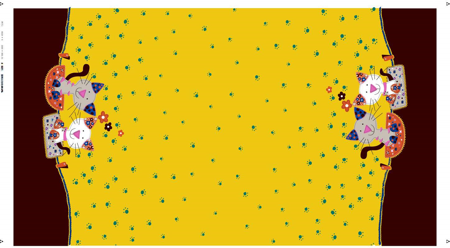 可爱猫咪主题面料印花素材,适用于儿童服装印花设计