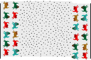 可爱猫咪波点边框面料印花素材，适用于儿童服装印花设计