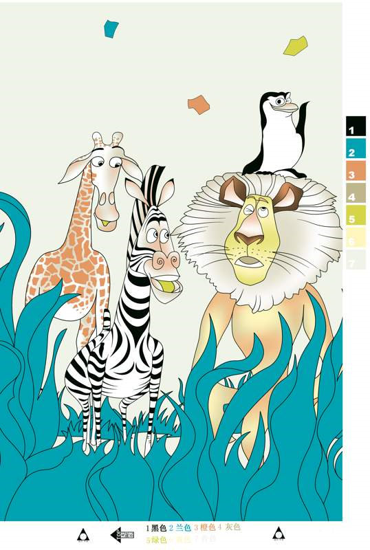 卡通动物主题面料印花素材,适用于儿童服装印花设计