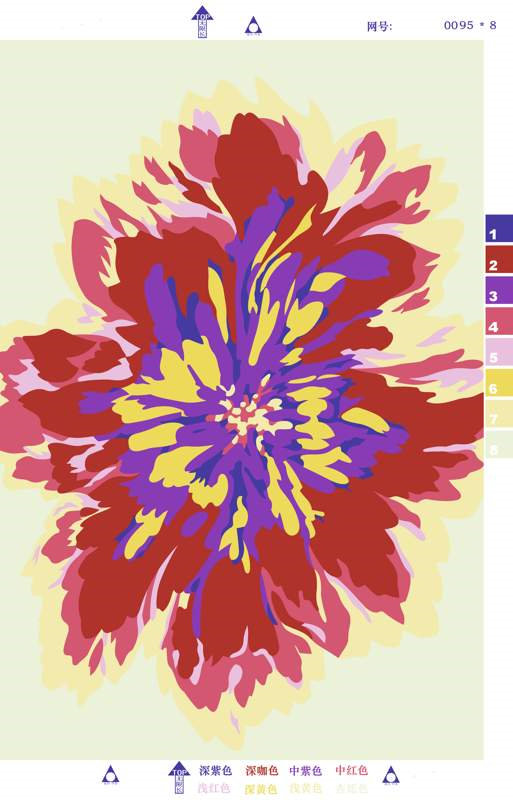 复古抽象大花面料印花素材,适用于服装印花设计与数码印染