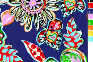 高饱和度手绘风花卉面料印花素材，适用于服装印花设计