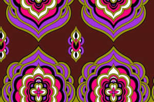 复古民族风面料印花素材，适用于服装印花设计的高清对称花型图案